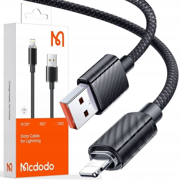 MCDODO LADDARE LIGHTNING USB-KAAPELI IPHONE 11 12 13 14 PRO 1M SVART