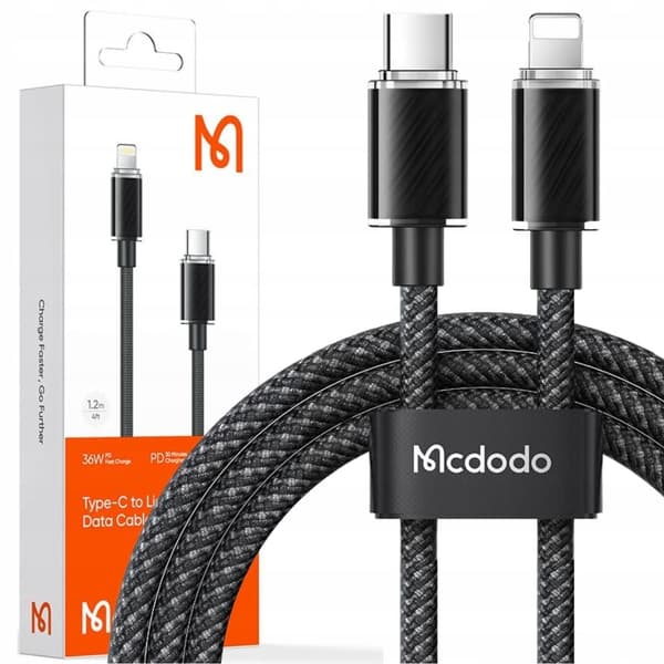 MCDODO LADDARE USB-C LIGHTNING-KABEL IPHONE 11 12 13 14 PRO 1M SVART