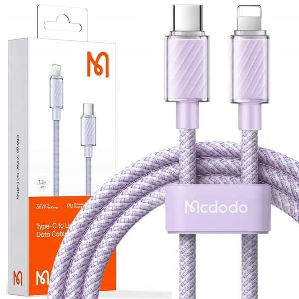MCDODO LADDARE USB-C LIGHTNING-KABEL IPHONE 12 13 14 PRO 1M LILLA