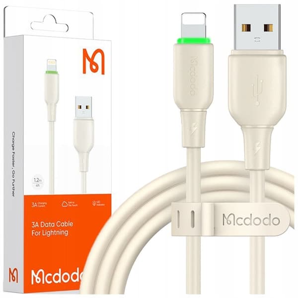 MCDODO LADDARE USB BLIXT SNABB LADDNINGSKABEL IPHONE 1M LED BEIGE