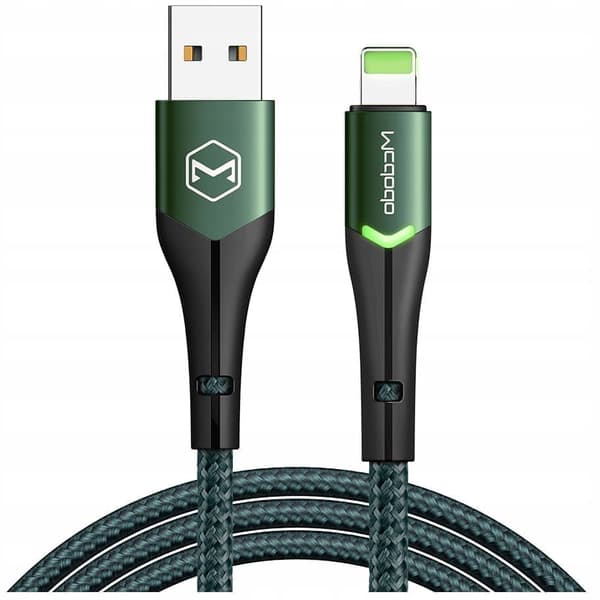 MCDODO USB LIGHTNING SNABB LADDNINGSKABEL 36W IPHONE 13 14 1M LED GRÖN