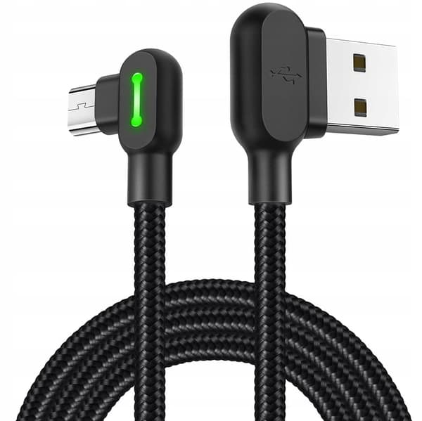 MCDODO VINKELKABEL 90° MICRO USB SNABBLADDNING DUBBELSIDIG QC 3 LED 1M