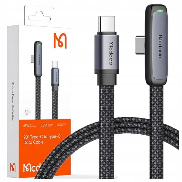 MCDODO-KULMA USB-C KABEL SNABBLADDNING USB TYPE C 3A 65W SVART 1M
