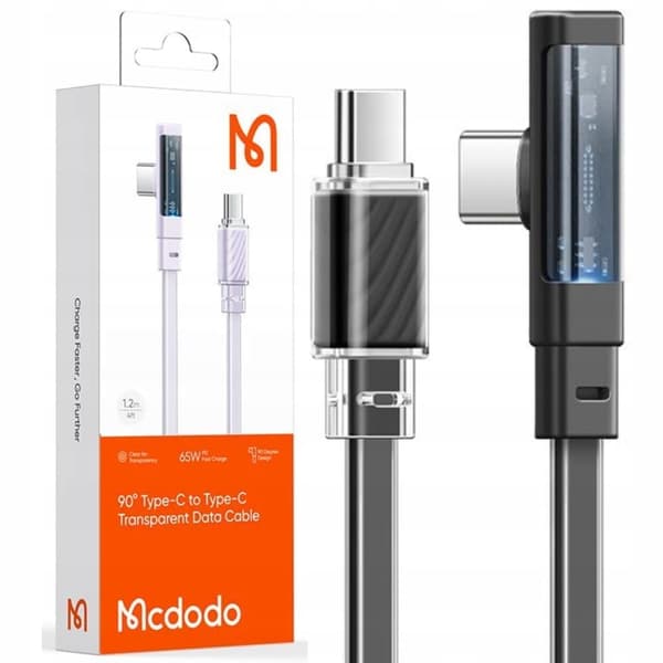 MCDODO-KULMA USB-C KABEL SNABBLADDNING USB TYPE C 3A 65W SVART 1M