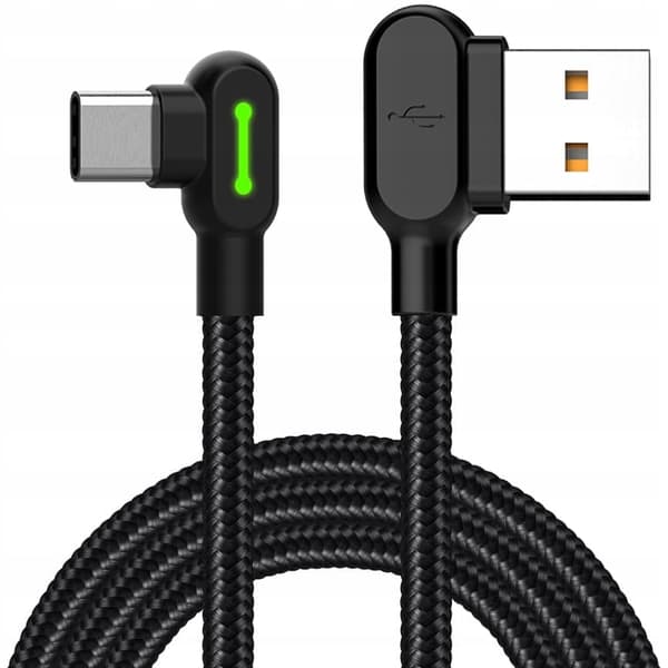 MCDODO VINKELKABEL 90° USB-C SNABBLADDNING DUBBELSIDIG USB TYPE C LED 1M