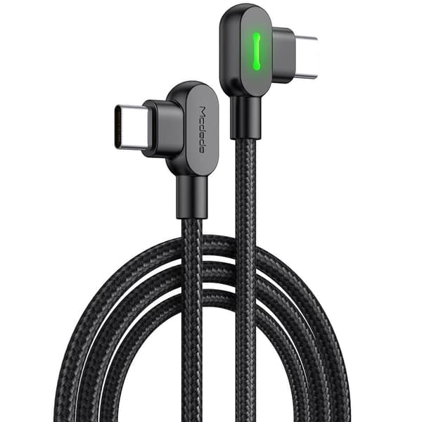 MCDODO VINKELKABEL 90° USB-C SNABBLADDNING DUBBELSIDIG USB TYPE C LED 2M