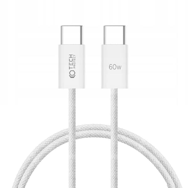 TECH-PROTECT ULTRABOOST CLASSIC TYPE-C KABEL PD60W/3A 100CM HVIT