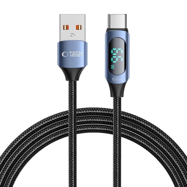 TECH-PROTECT ULTRABOOST LED TYPE-C KABEL 66W/6A 200CM BLÅ