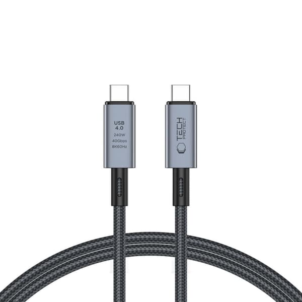 TECH-PROTECT ULTRABOOST MAX USB 4.0 8K 40GBPS TYPE-C KABEL PD240W 100cm GRÅ