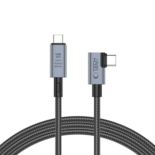 TECH-PROTECT ULTRABOOST MAX "L" USB 4.0 8K 40GBPS TYPE-C KABEL PD240W 150cm GRÅ