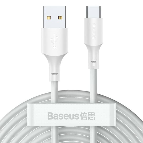 USB A till USB C Kabel Baseus TZCATZJ-02 Vit 1,5 m (2 antal)