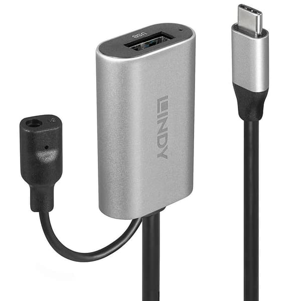 USB-C-kabel LINDY 43270 5 m Sort Sølvfarvet