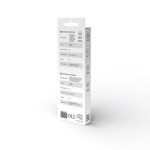 USB A - USB C kaapeli Savio CL-168 Valkoinen 3 m