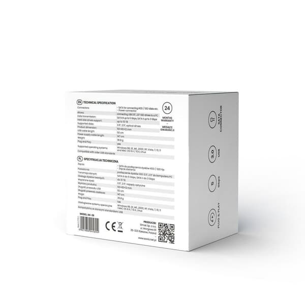 USB-Kaapeli SATA III Savio AK-39 Musta 50 cm