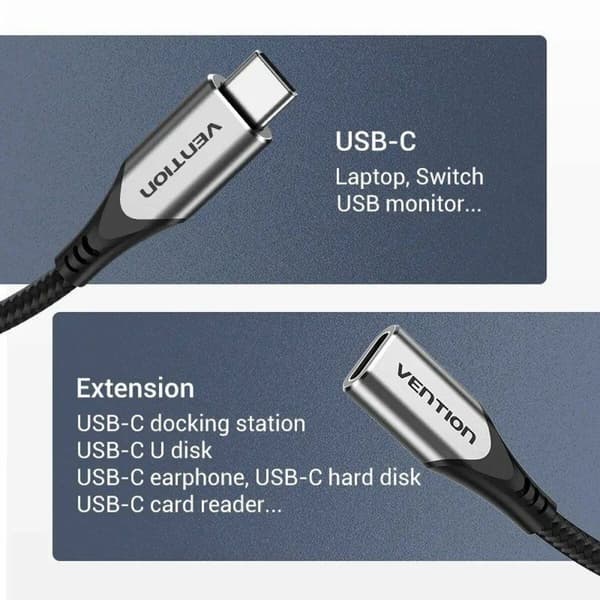 Skarvsladd USB Vention TABHF 1 m Grå (1 antal)
