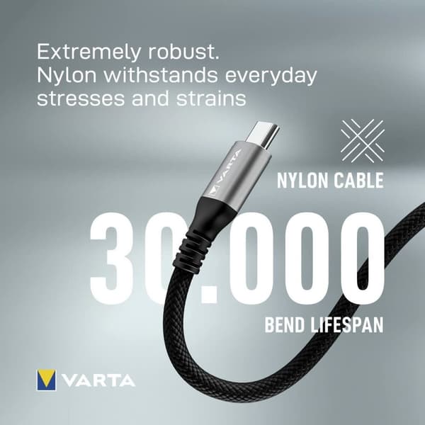 USB-C-kabel Varta 2 m Svart