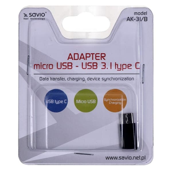 Micro USB til USB-C Adapter Savio AK-31 / B