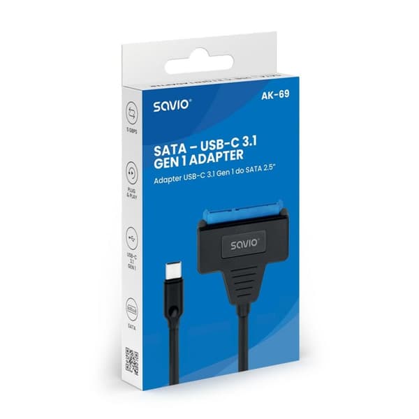 USB-adapter til SATA til harddisk Savio AK-69 25 cm
