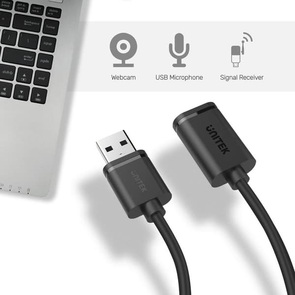USB-kabel Unitek Y-C450GBK Hankontakt/Honkontakt Svart 2 m