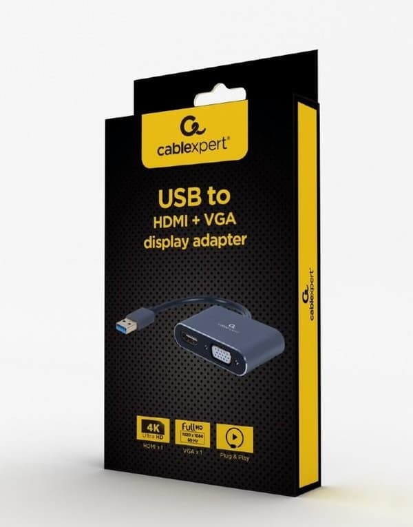 I/O-adapter usb3 til hdmi/vga/grå a-usb3-hdmivga-01, Gembird