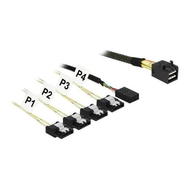 DeLOCK-kabel SATA - SAS SAS 12Gbit-s Mini SAS HD (SFF-8643) för 4 x SATA 1 m