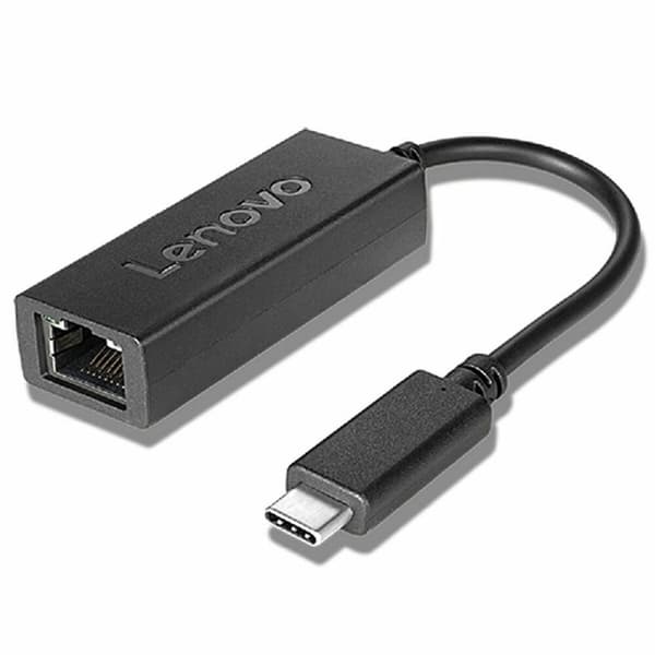 USB C til RJ45 Nettverkadapter Lenovo 4X90S91831 Svart Sort