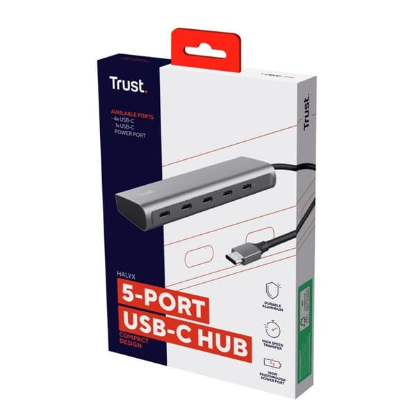 USB Hub Trust 25136 Sølvfarvet 10 cm (1 enheder)
