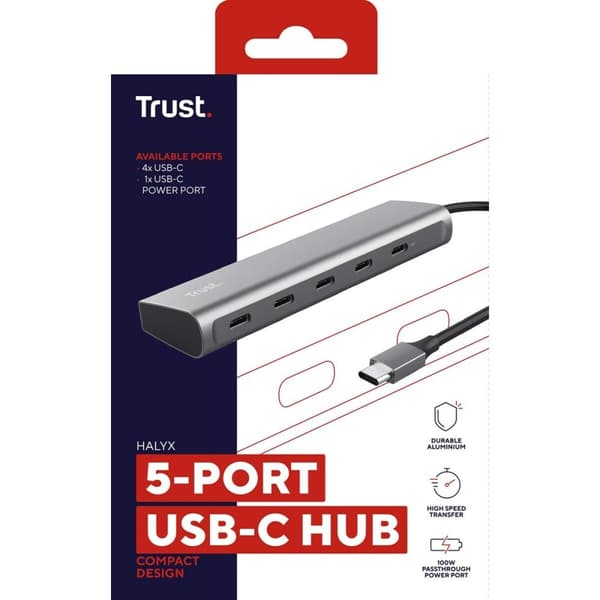 USB Hub Trust 25136 Sølvfarvet 10 cm (1 enheder)