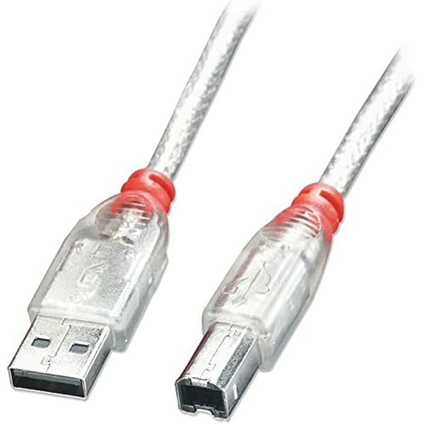 USB A - USB B kaapeli LINDY 41753 Valkoinen Läpinäkyvä
