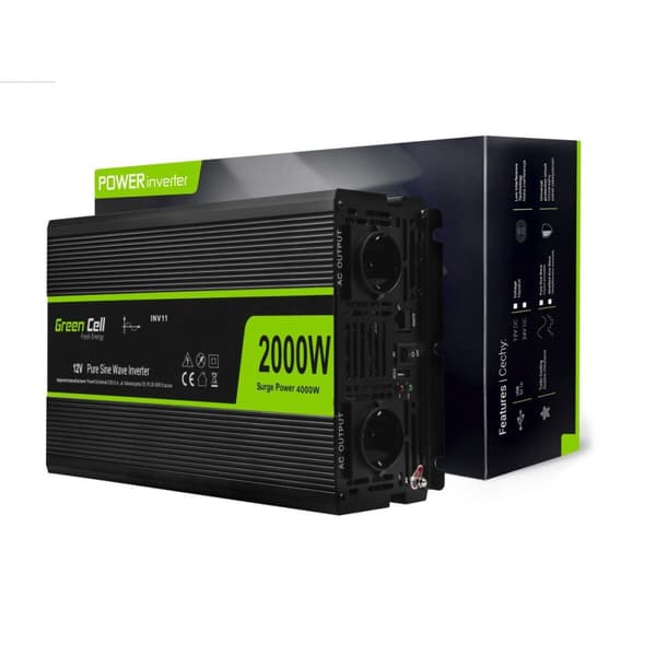 Virta-adapteri Green Cell INV11 musta