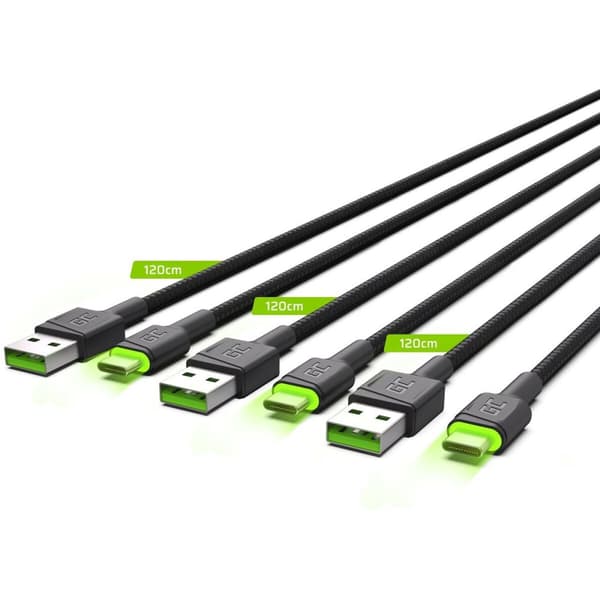 USB-kabel Green Cell KABGCSET03 Svart 2 m
