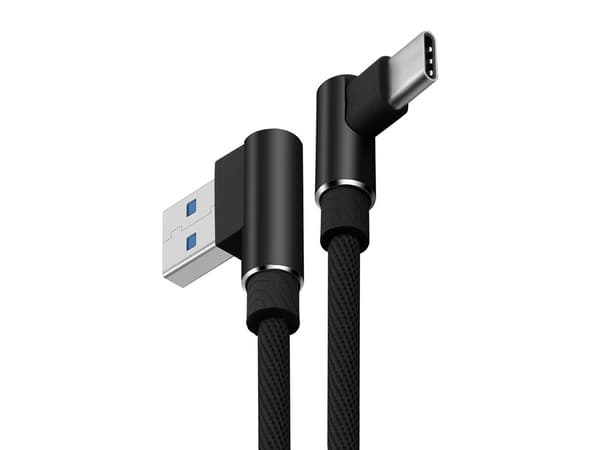 Vinklad USB till USB-C kabel - 1m