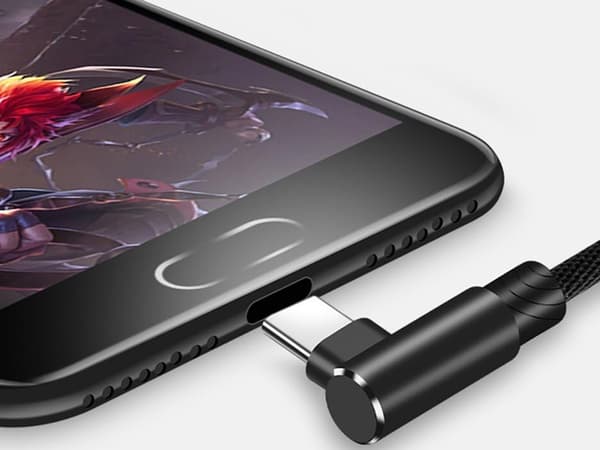 Vinklad USB till USB-C kabel - 1m