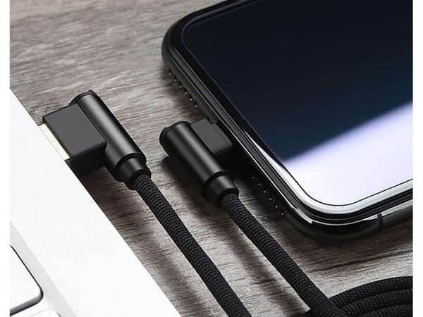 Vinklad USB till USB-C kabel - 1m