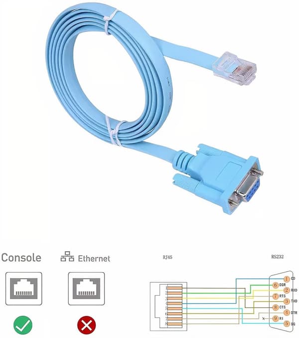 Cisco Console-kabel 6 fot med RJ45 och DB9F
