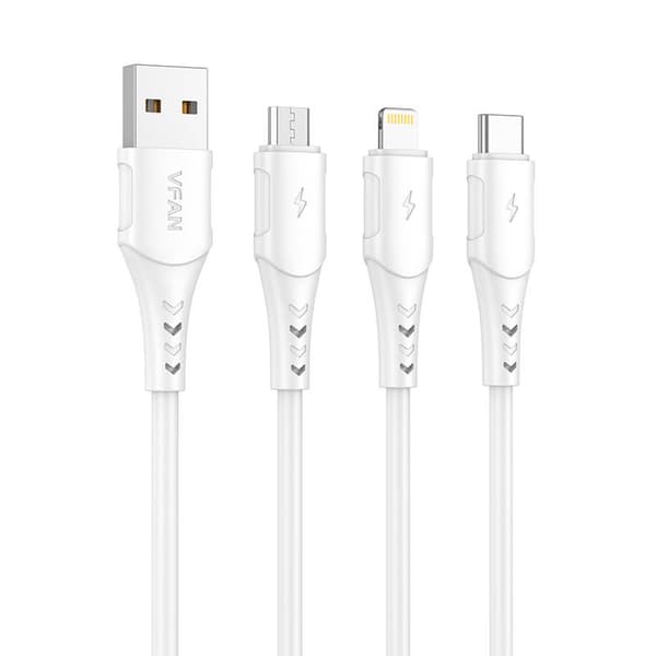 USB till mikro-USB-kabel VFAN Colorful X12, 3A, 1m (vit)