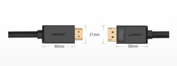 Tilbehør for tilkobling, 10239 DP til HDMI-kabel 4K 30 Hz 32A, Ugreen