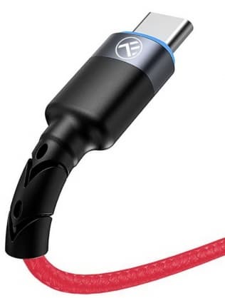 Datakabel USB till Type-C med LED-ljus 3A 1,2m Röd, Tellur