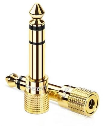 Tilbehør til tilslutning af 20503 Adapter 6,35 mm jack til 3,5 mm mini jack Guld, Ugrøn