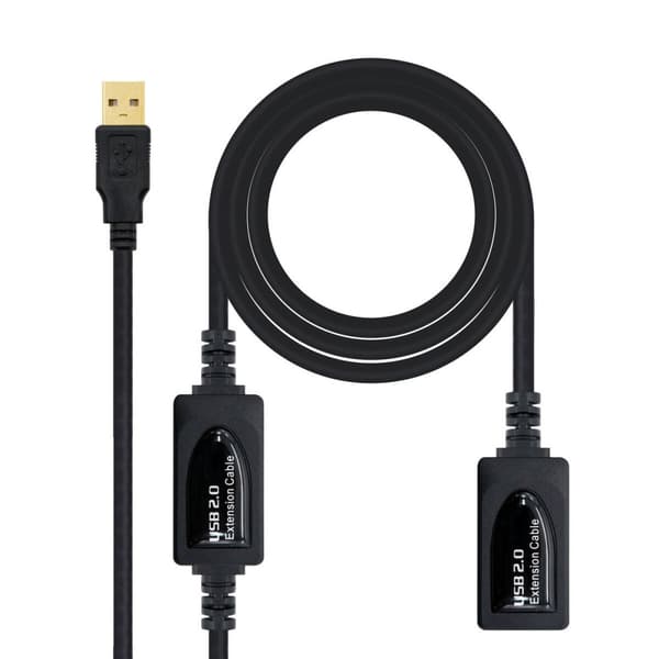 Skarvsladd USB NANOCABLE 10.01.0213 Svart 15 m