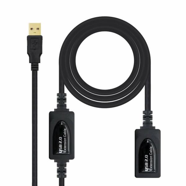 Skarvsladd USB NANOCABLE 10.01.0213 Svart 15 m