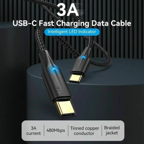 USB-C-kabel Vention TAUBI Svart 3 m