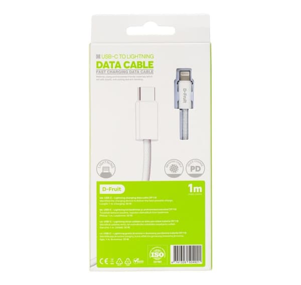 D-Fruit kabel USB-C - Lightning 1m, hvid (DF118)