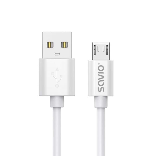 USB-kabel til micro USB Savio CL-167 Hvid 3 m