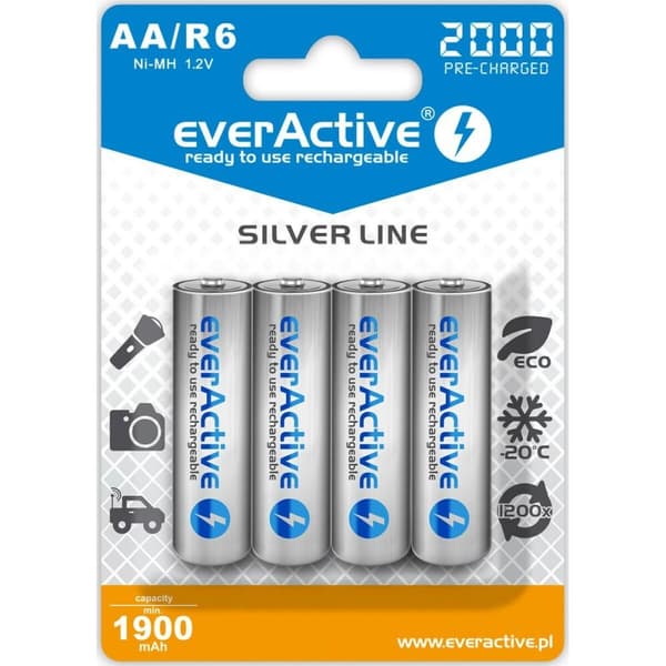 Genopladelige batterier EverActive EVHRL6-2000 AA LR6 1,2 V 3.7 V