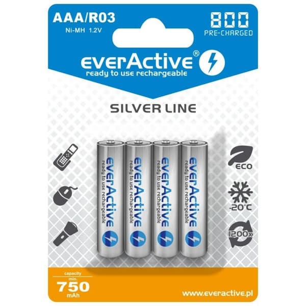 Genopladelige batterier EverActive EVHRL03-800 R03 AAA 1,2 V