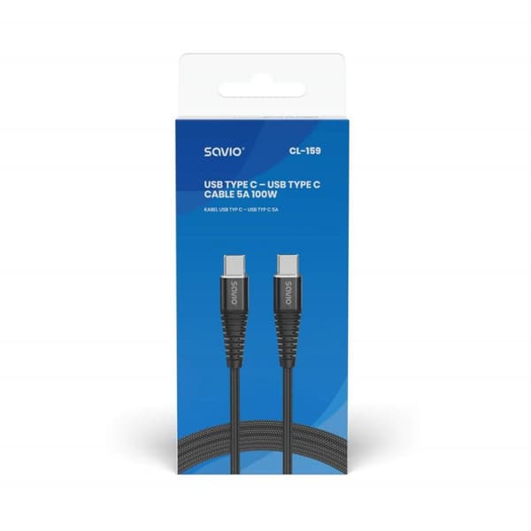 Kaapeli USB C Savio CL-159 Musta 1 m
