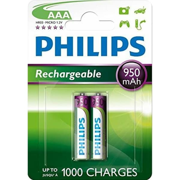 Ladattavat paristot Philips R03B2A95/10 1,2 V AAA (2 osaa)