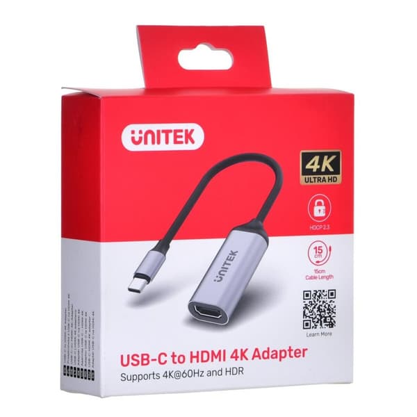 USB-C - HDMI kaapeli Unitek V1420A Musta 15 cm