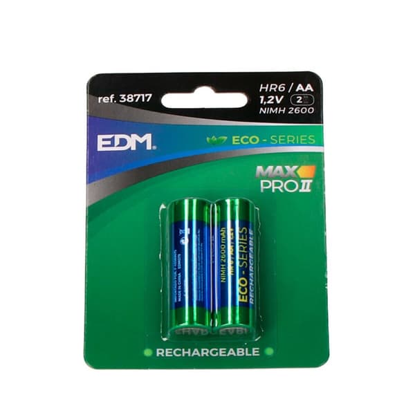 Genopladelige batterier EDM 38717 Max Pro II Eco-Series 2600 mAh 1,2 V 1,2V AA (2 enheder)